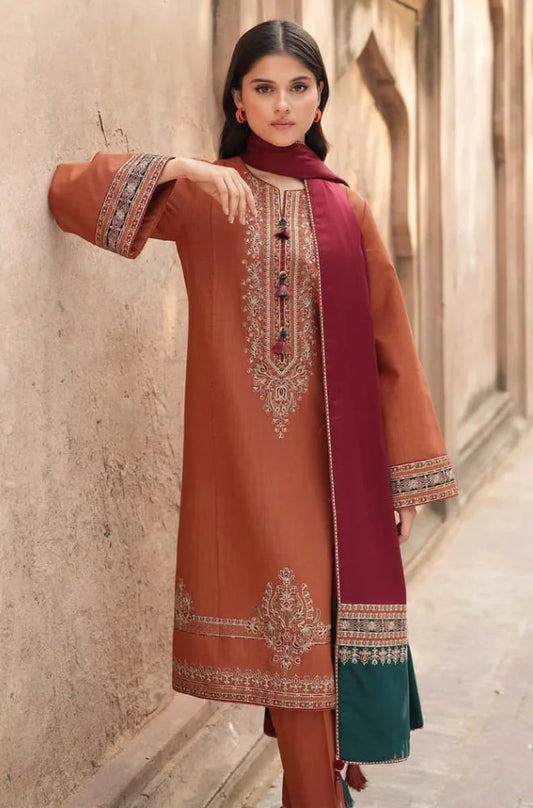 Dhanak Embroidered Unstitched 3 Piece
