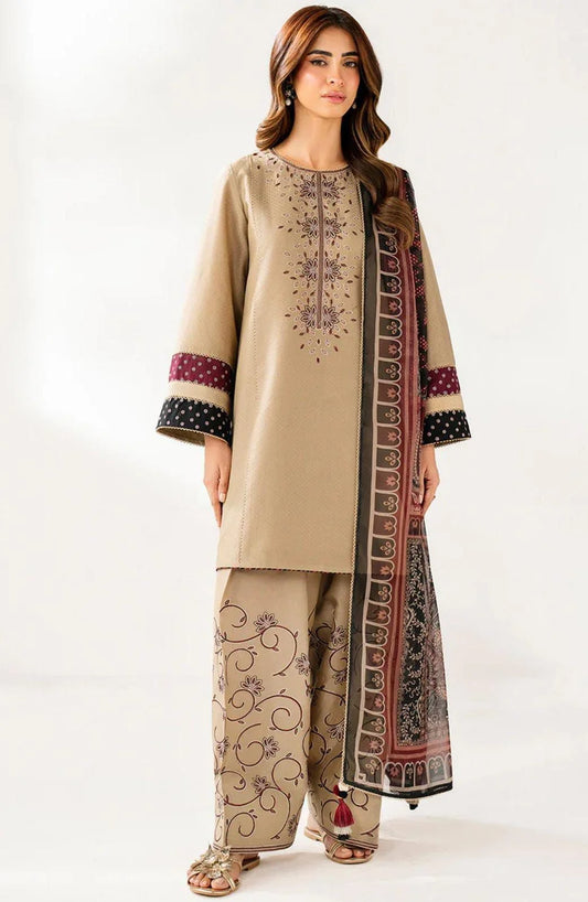 Dhanak Embroidered Unstitched 3 Piece