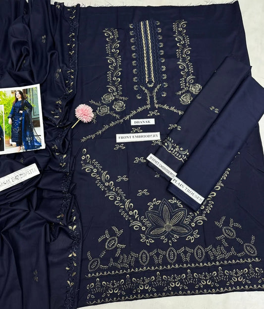 Dhanak Embroidered Unstitced 3 Piece