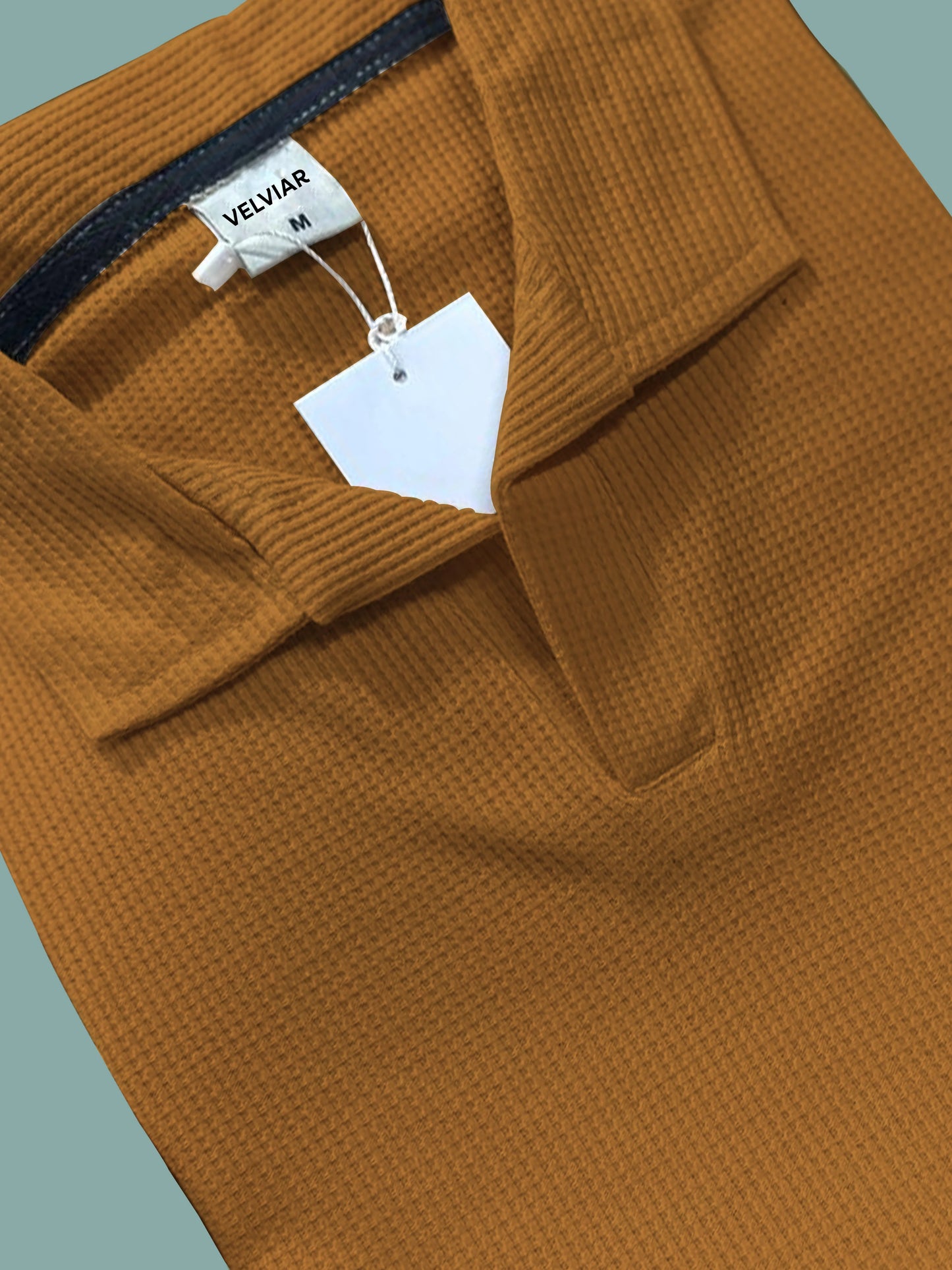Manfinity RelaxMax Solid Waffle Knit Polo Shirt Mustard