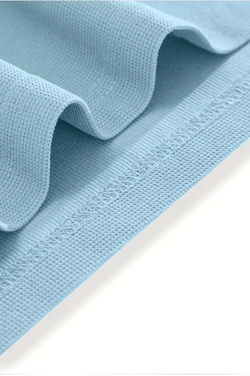 Round Neck Knitted Textured T Shirt Sky Blue