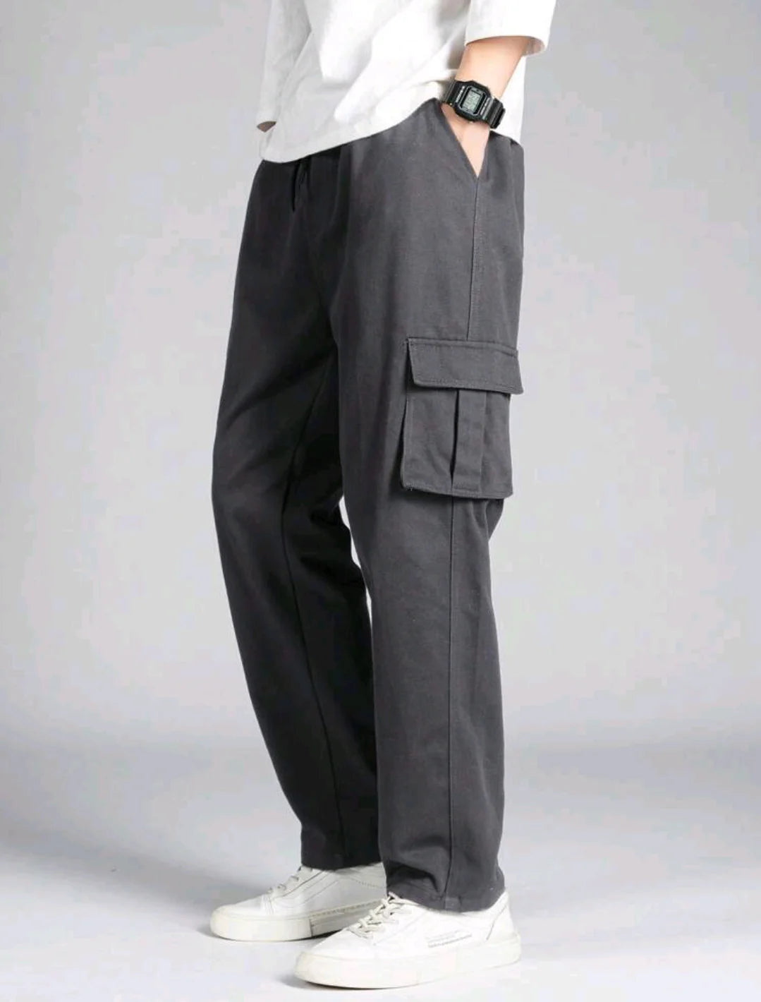 Manfinity Dark Gray Loose Fit Cargo Trouser