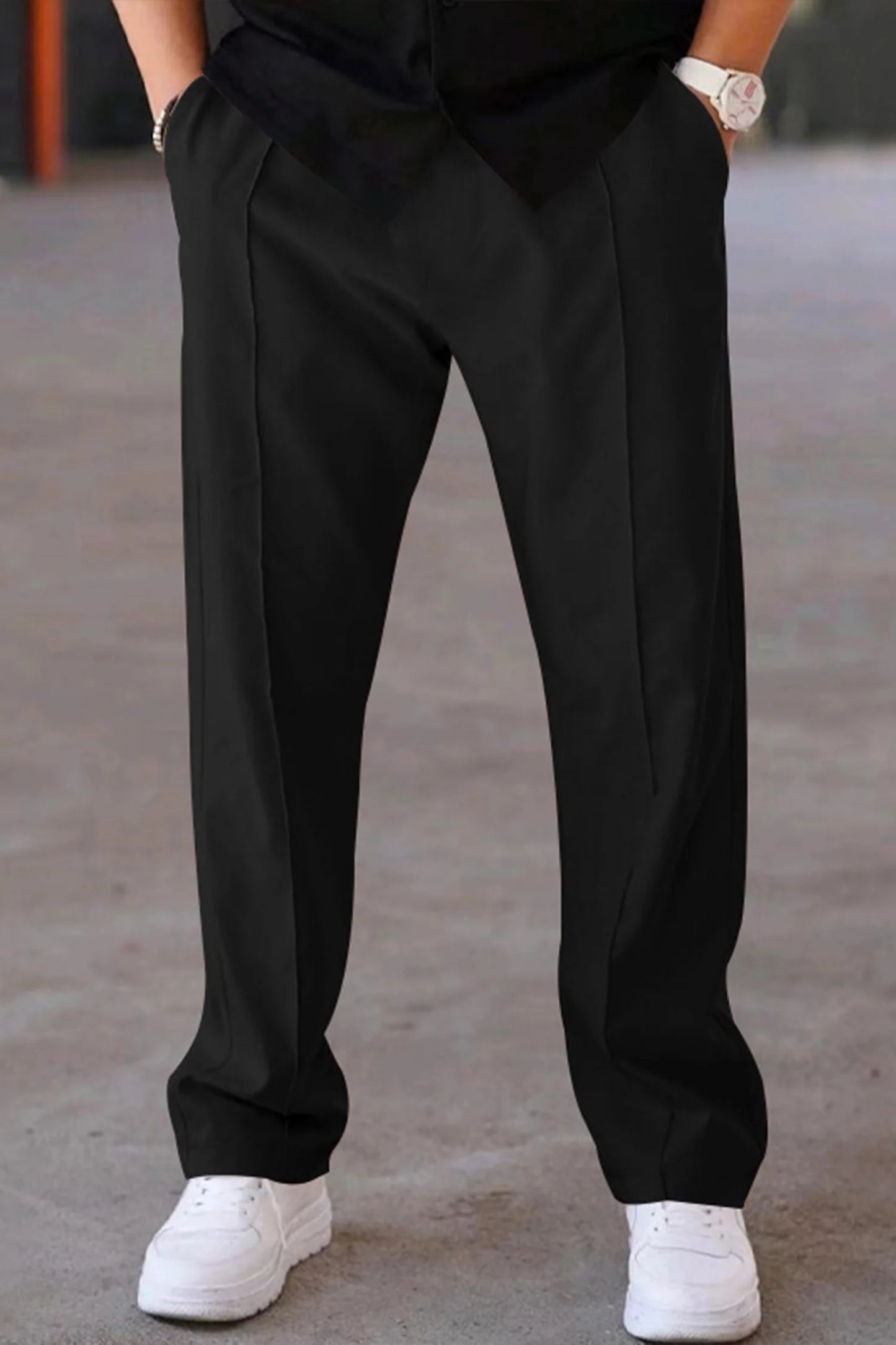 Knit Maroon Polo Shirt & Black Drawstring Trouser