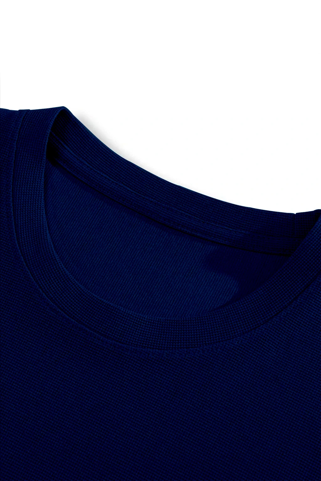 Round Neck Knitted Textured T Shirt Dark Blue