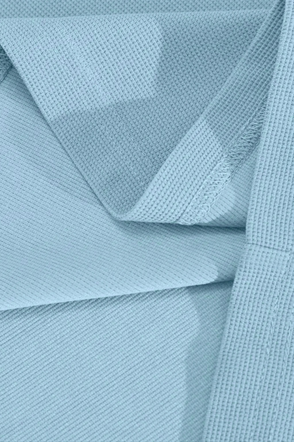 Round Neck Knitted Textured T Shirt Sky Blue